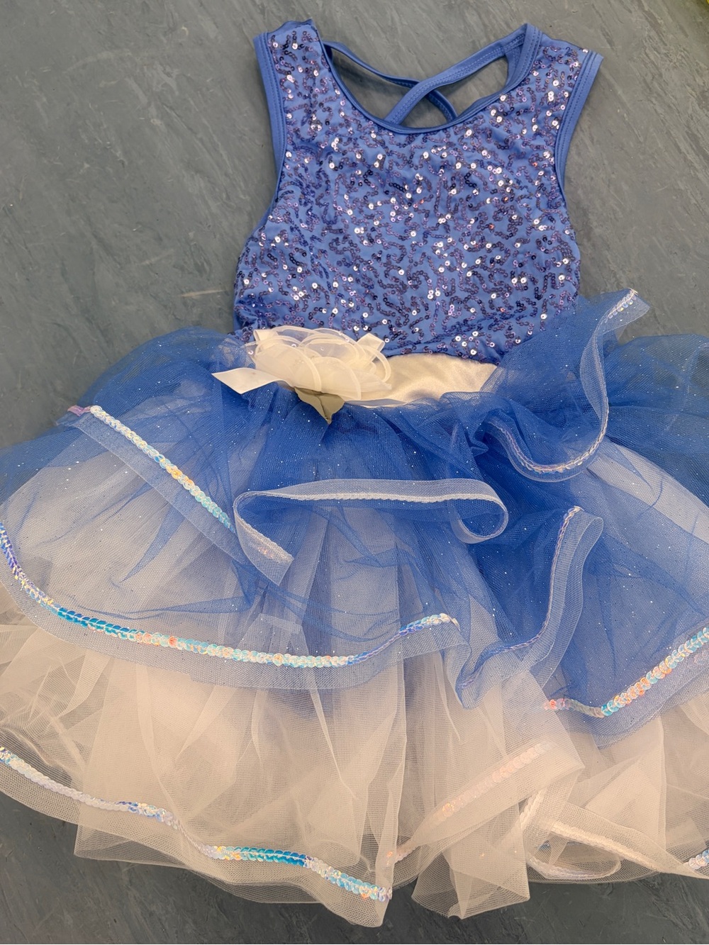 Weissman Royal Blue and White Sequin Tulle Dance Costume